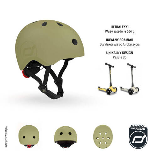 SCOOTANDRIDE Kask S-M dla dzieci 3+ Olive