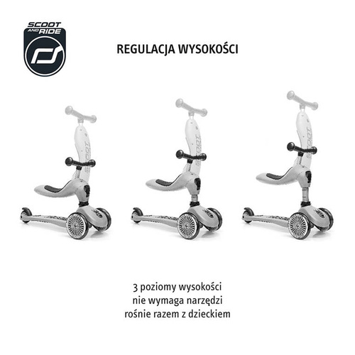 SCOOTANDRIDE Highwaykick 1 Lifestyle 2w1 Jeździk i hulajnoga z zamykanym schowkiem 1-5 lat Zebra