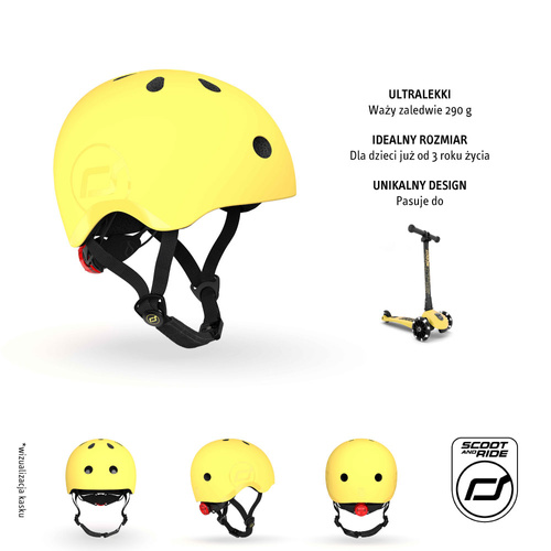 SCOOTANDRIDE Kask S-M dla dzieci  3+ Lemon
