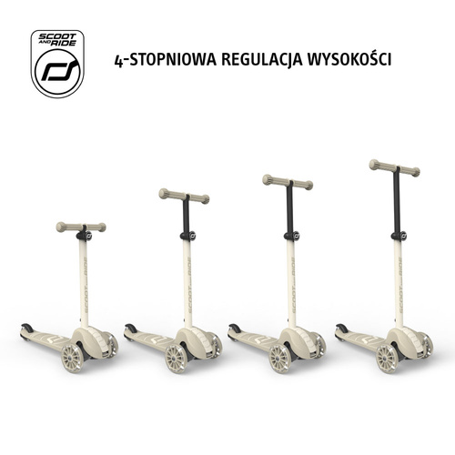 SCOOTANDRIDE Highwaykick 3S Hulajnoga z systemem sterowania 2w1 i kółkami LED składana 3+ Ash