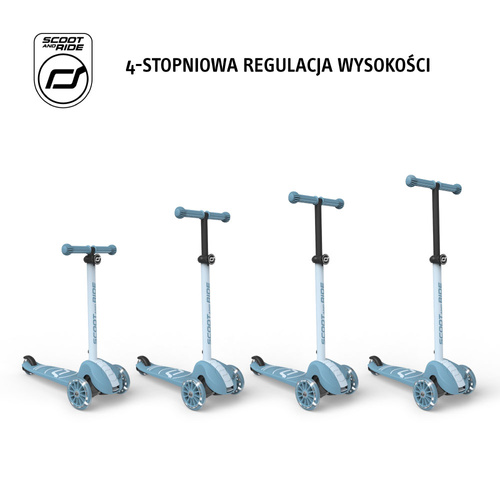 SCOOTANDRIDE Highwaykick 3S Hulajnoga z systemem sterowania 2w1 i kółkami LED składana 3+ Steel