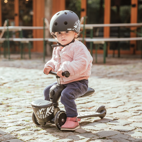SCOOTANDRIDE Highwaykick 1 Lifestyle 2w1 Jeździk i hulajnoga z zamykanym schowkiem 1-5 lat Zebra