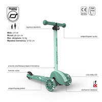 SCOOTANDRIDE Highwaykick 3S Hulajnoga z systemem sterowania 2w1 i kółkami LED składana 3+ Forest