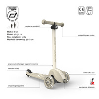 SCOOTANDRIDE Highwaykick 3S Hulajnoga z systemem sterowania 2w1 i kółkami LED składana 3+ Ash