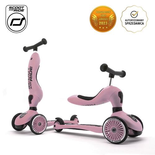  SCOOTANDRIDE Highwaykick 1 2w1 Jeździk i hulajnoga 1-5 lat Rose