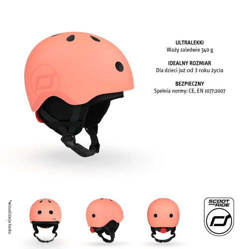 SCOOTANDRIDE Kask narciarski zimowy S-M dla dzieci 3+ Peach
