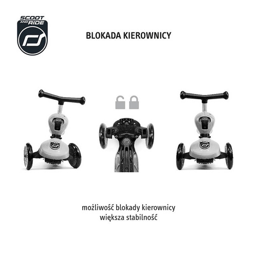 SCOOTANDRIDE Highwaykick 1 Lifestyle 2w1 Jeździk i hulajnoga z zamykanym schowkiem 1-5 lat Zebra