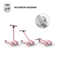 SCOOTANDRIDE Highwaykick 3S Hulajnoga z systemem sterowania 2w1 i kółkami LED składana 3+ Rose