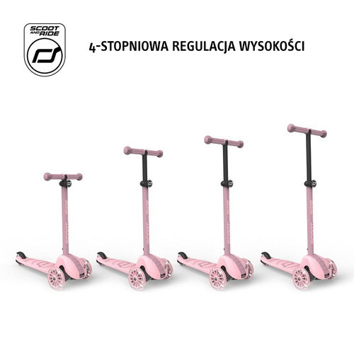 SCOOTANDRIDE Highwaykick 3S Hulajnoga z systemem sterowania 2w1 i kółkami LED składana 3+ Rose